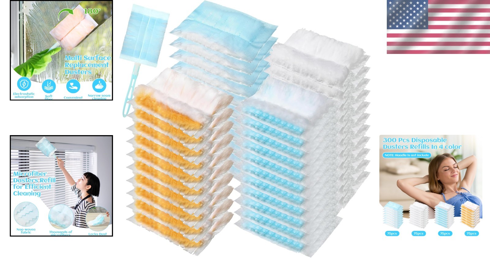 300 Heavy Duty Disposable Duster Refills – 180° Microfiber Multi-Surface Clean