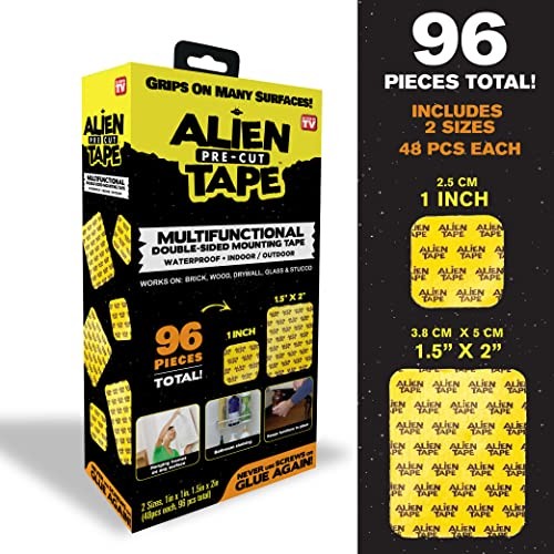 Alien Tape 96 Piece Pre-Cut Double Sided Adhesive Mounting Strips Transparent
