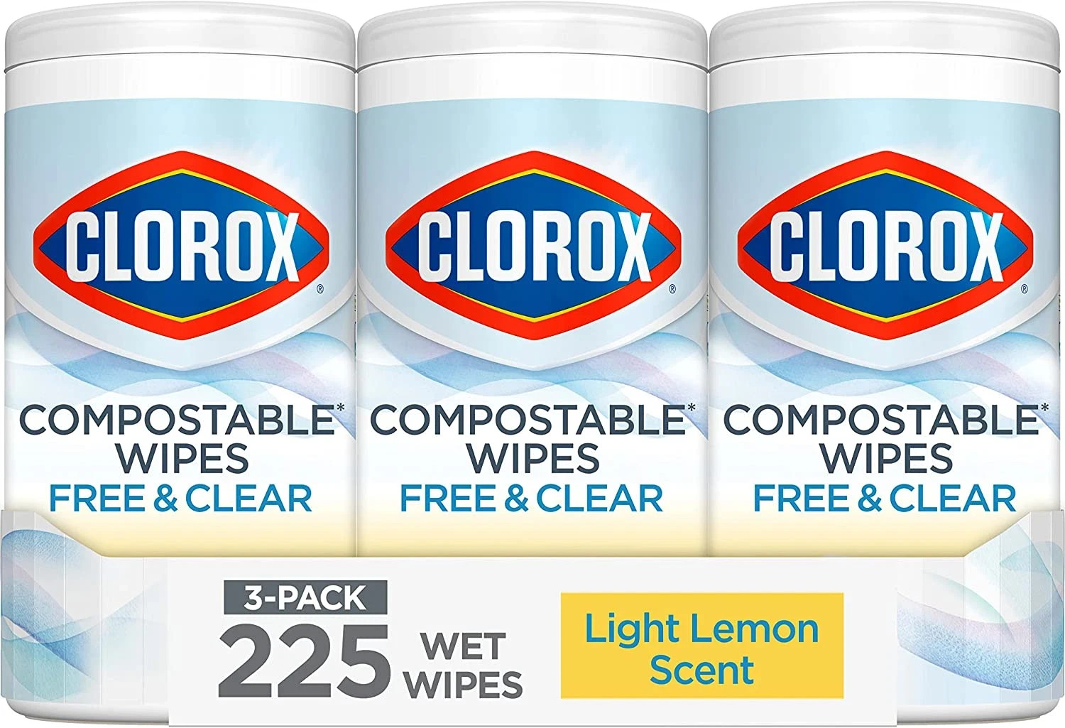 Free & Clear Cleaning Wipes Light Lemon Scent 75 Count Pack of 3 (Pack May Vary)