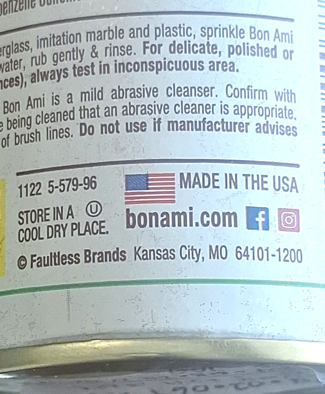 (2) Bon Ami POWDER CLEANSER 14 oz., Kitchen & Family Safe, USA MADE