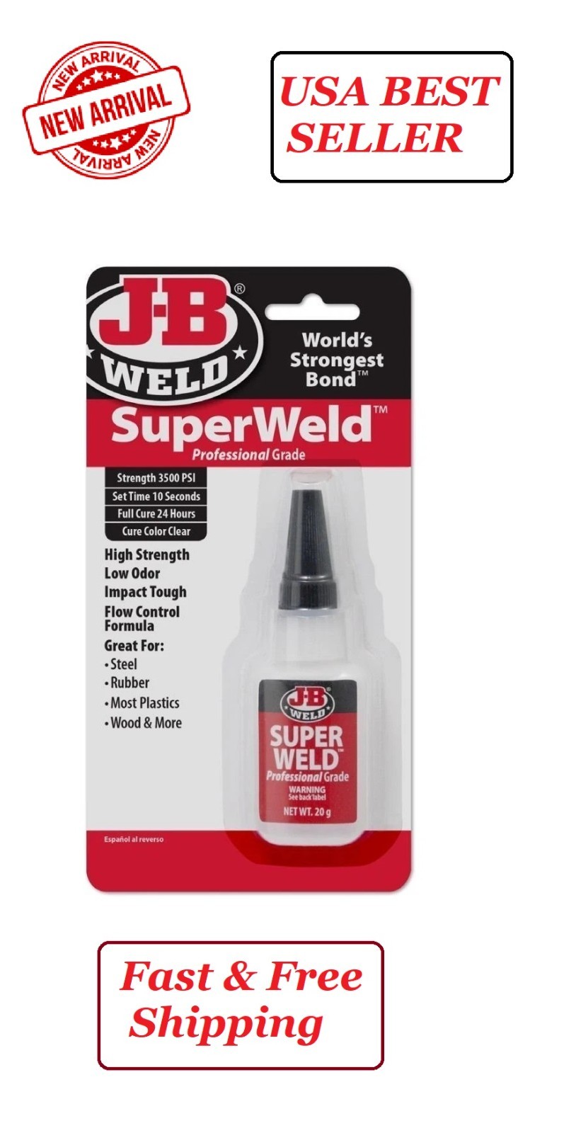 JB Weld 33120 Professional Grade Super Glue, 20 Gram, Clear
