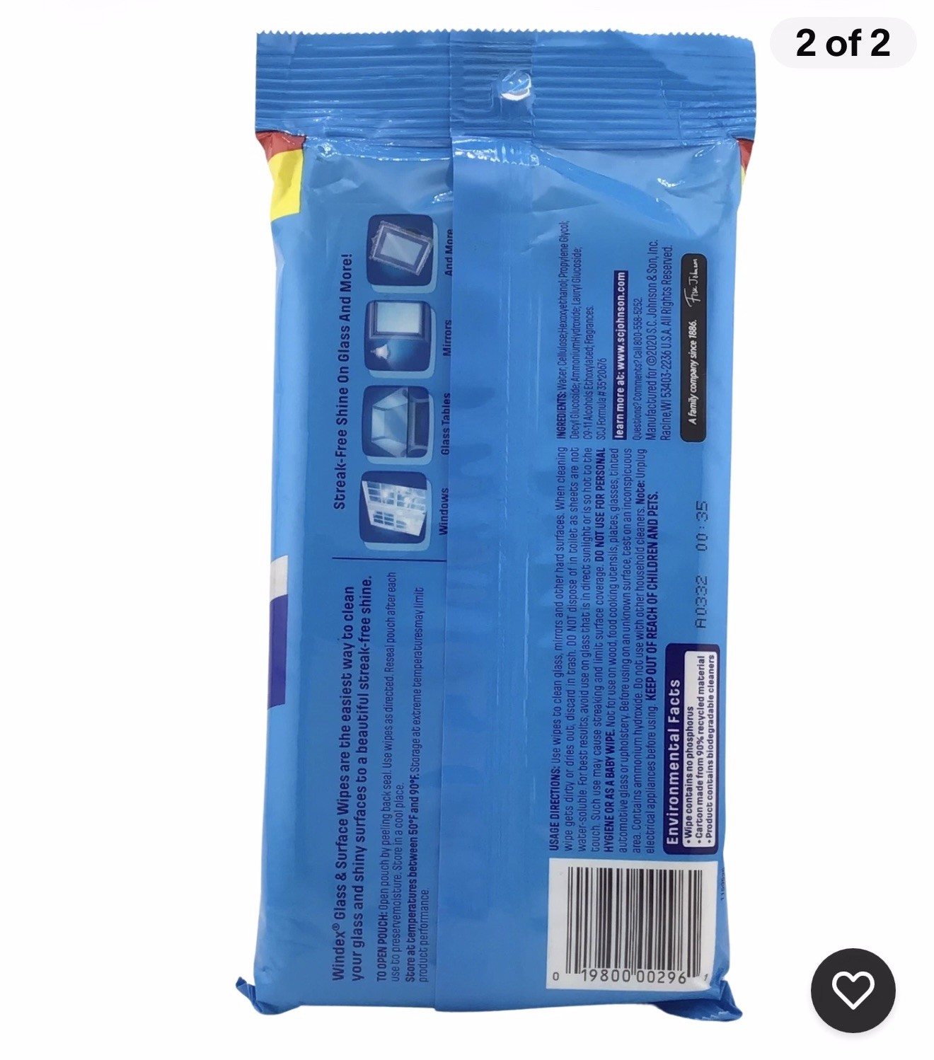Windex Wipes Glass Cleaning Ammonia Free Pre-Moistened Glass and Surface Wipe…