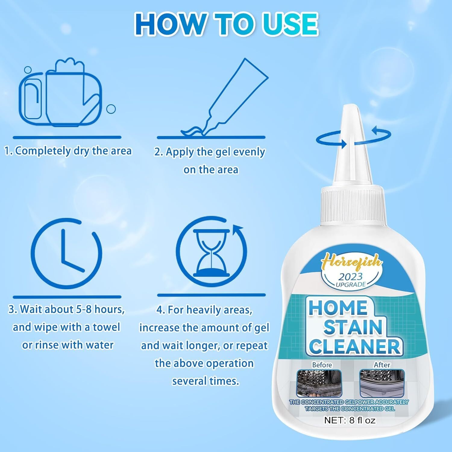 Effective Cleaning Gel for Tough Stains 8 Fl Oz Household Multi-Surface Cleaner