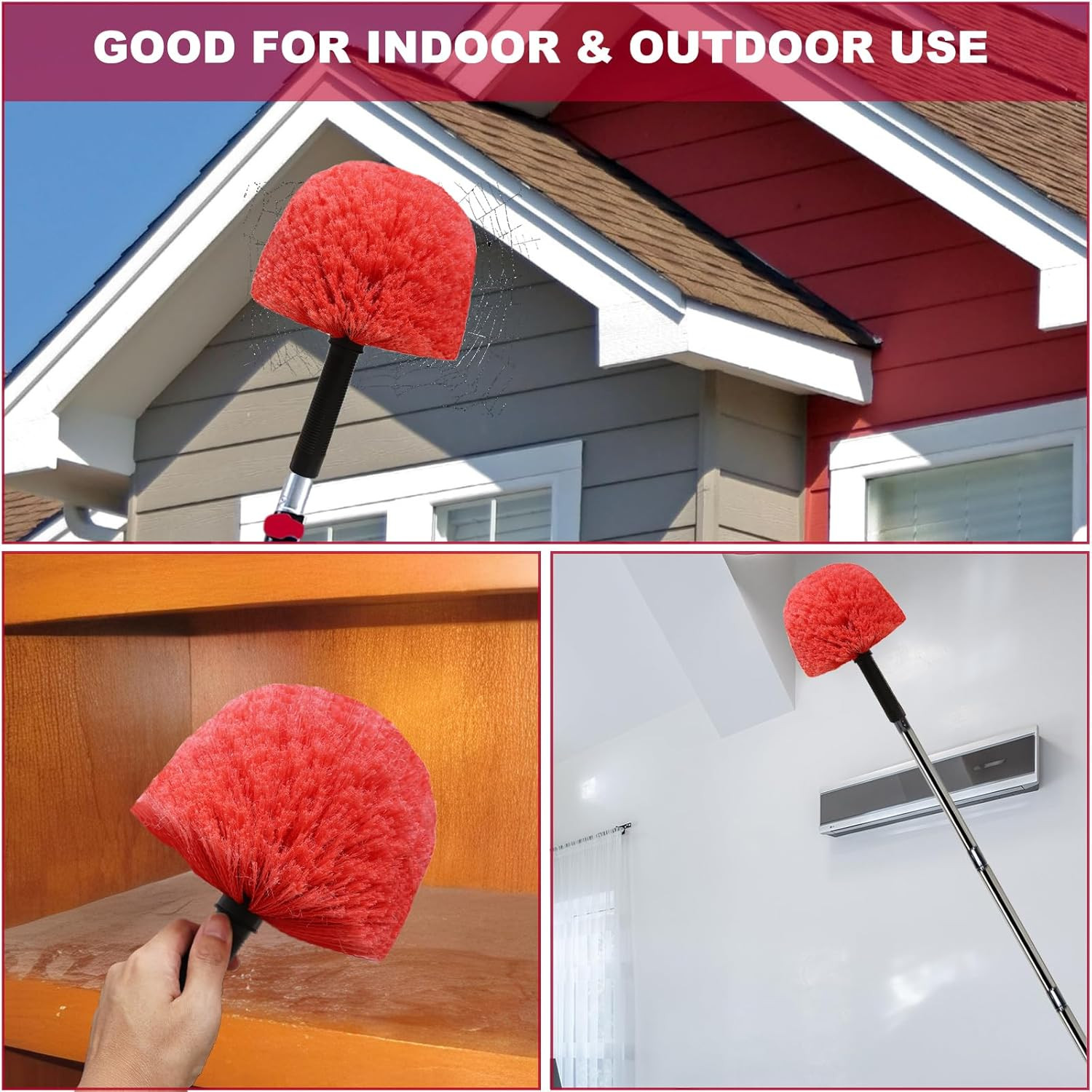 2 Pack Twist-On Cobweb Duster Head Brush – Indoor & Outdoor Spider Web Cleaning