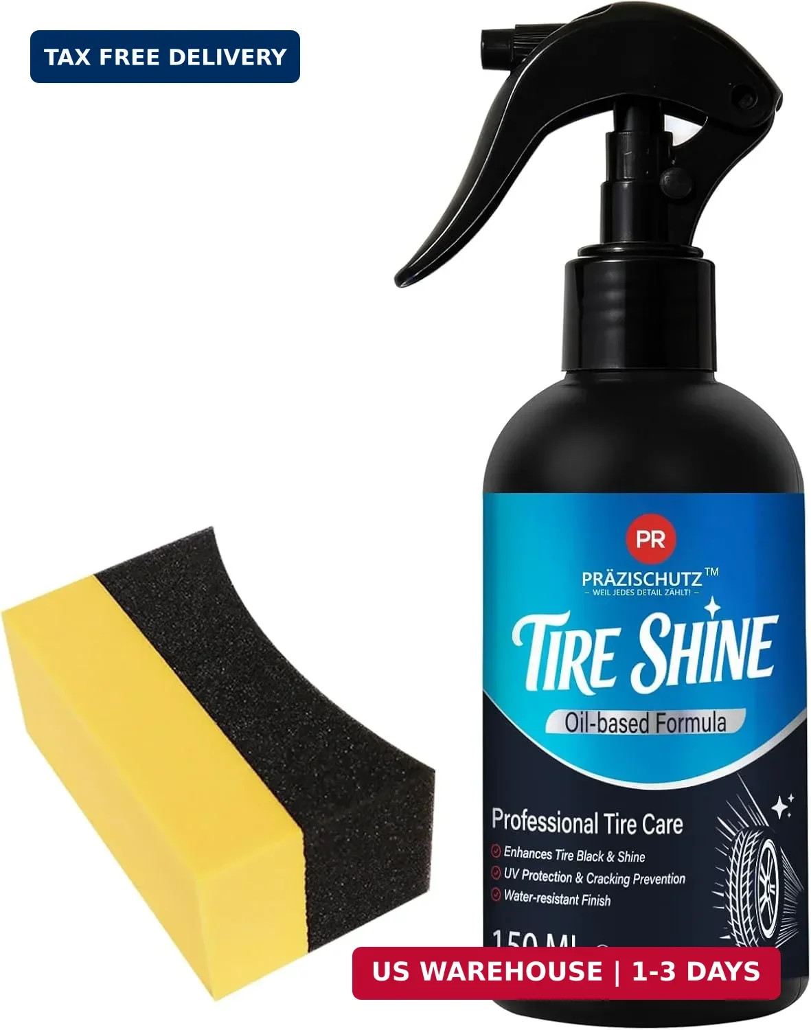 Tire Shine Spray – Long-Lasting Gloss, Advanced Dust-Repellent Formula, UV & Ozo