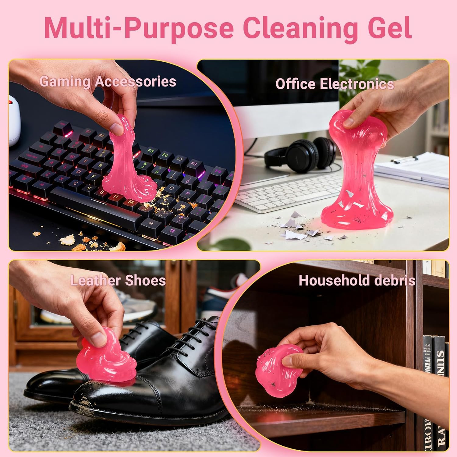 2 Pack Car Cleaning Gel Reusable Auto Slime Cleaner,Rose Scent Dust Cleaning Gel