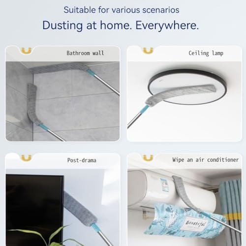 Retractable Gap Duster with 60″ Pole, Flexible Microfiber Brush for Appliances &