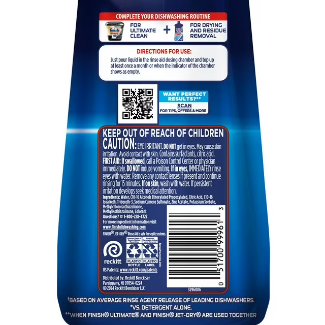 2- Finish Jet-Dry Rinse Aid, 38 fl. oz. 748 Washes 3in1 Ultra Residue Removal
