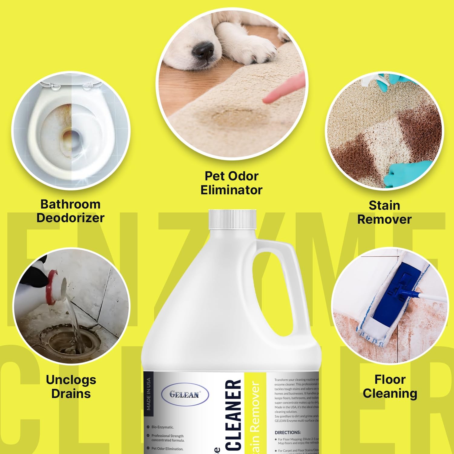 Multi-Purpose Probiotic Enzyme Cleaner, Made in USA – Pet Stain and Odor Remo…