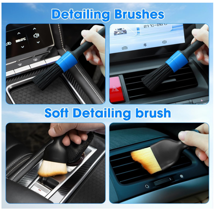 Windshield Cleaner Tool, Car Interior Cleaning Kit with Extendable Handle and 3