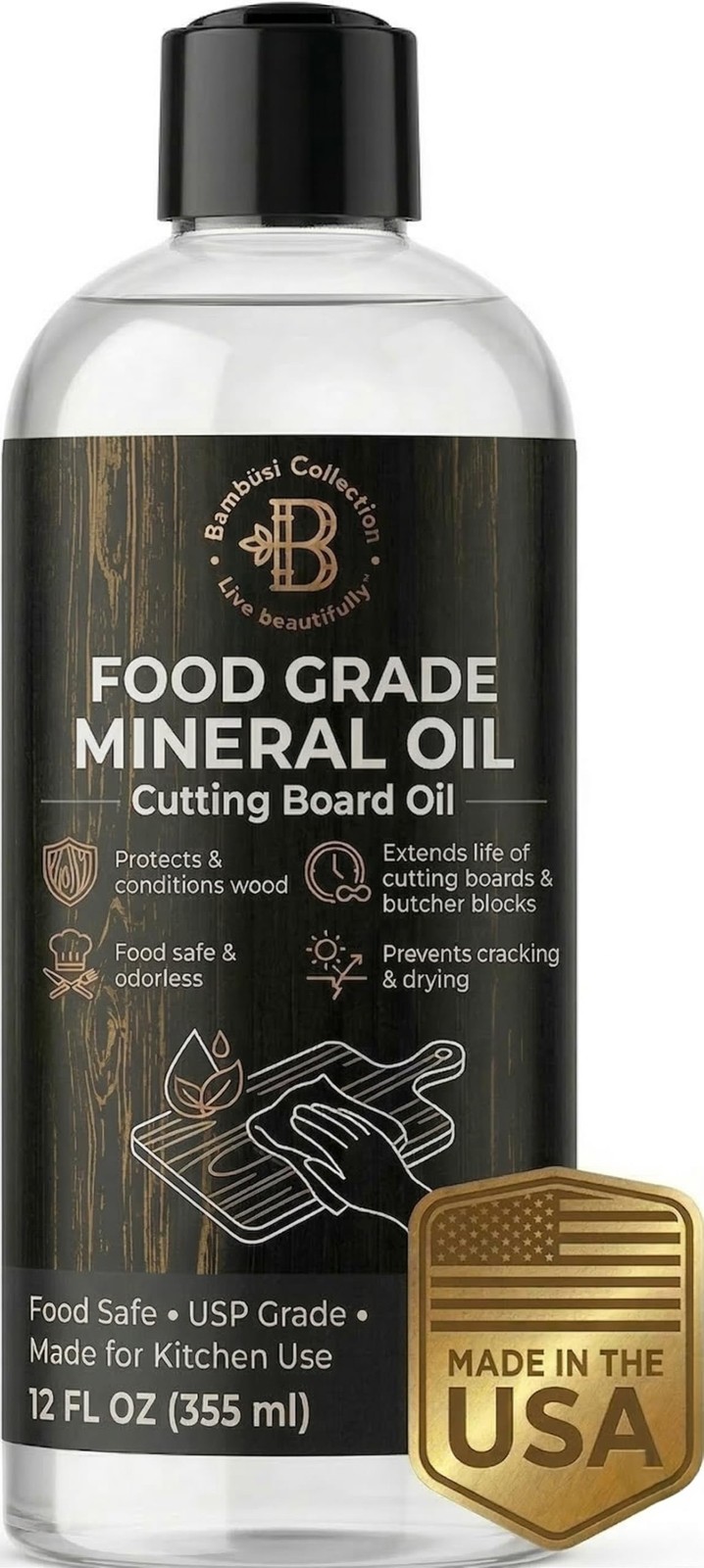 Mineral Oil for Wood Cutting Board – 12oz Food Cutting Board Oil + Butcher Bl…