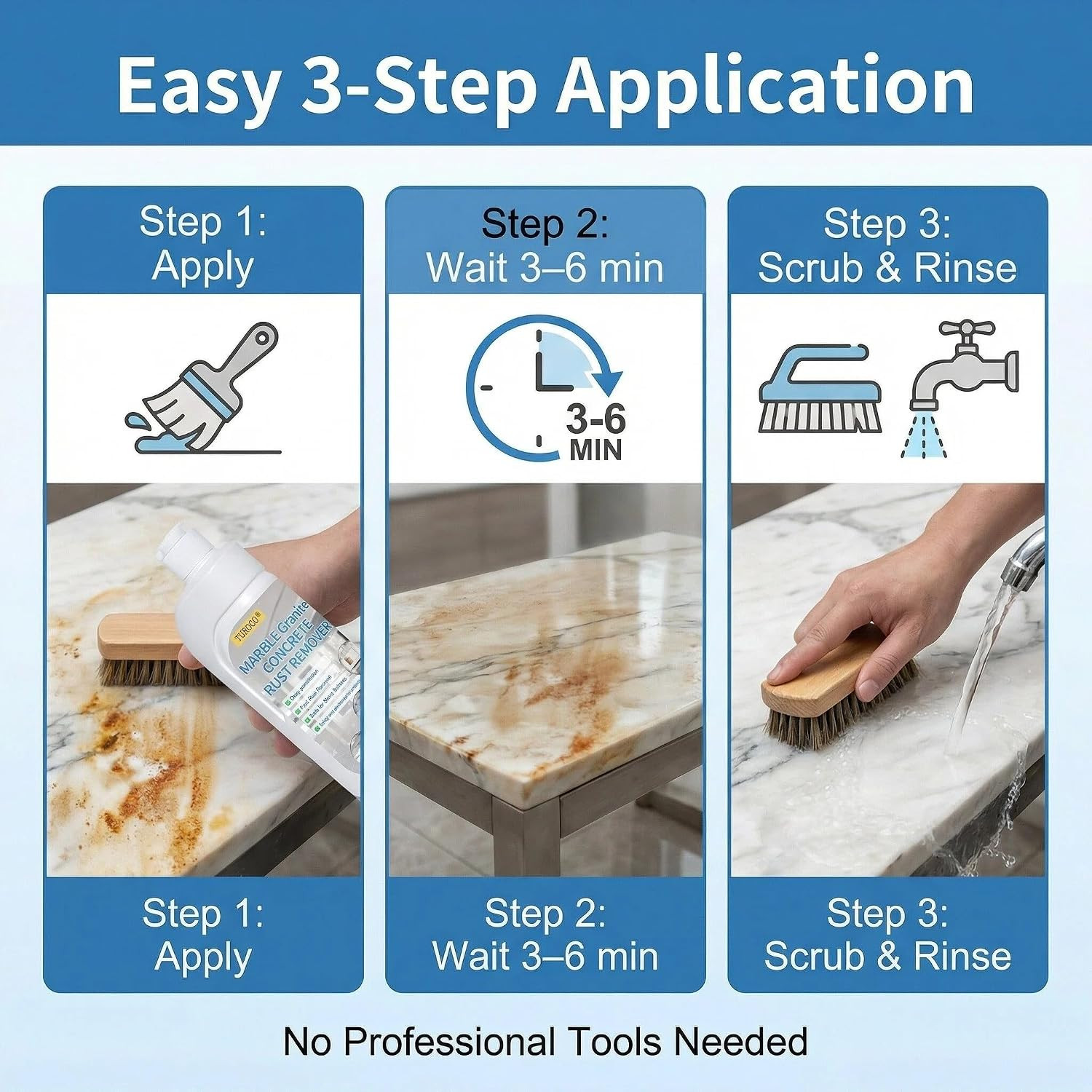 Professional Stone Rust Remover, Granite Marble Rust Stain Cleaner, Deep