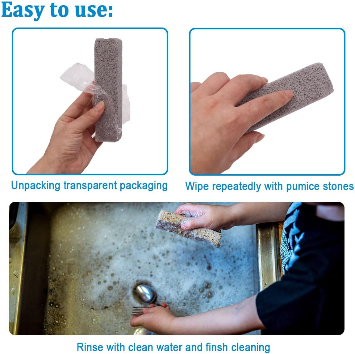 30PCS Pumice Stones for Cleaning,Grey Pumice Scouring Pad,Cleans Hard Water Ring
