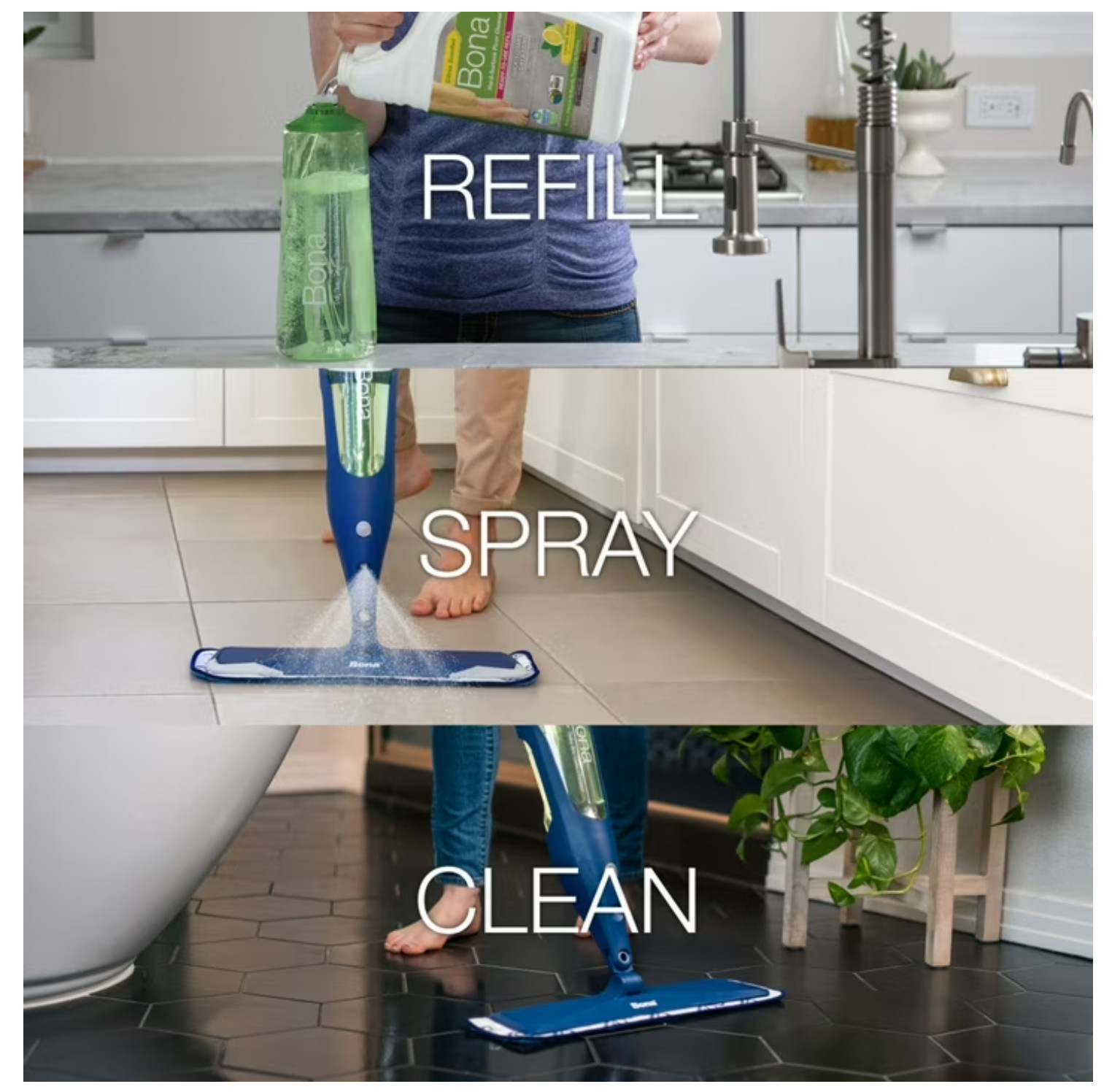 Bona Multi-Surface Floor Cleaning Solution Refill, Lemon Mint, 128 fl oz