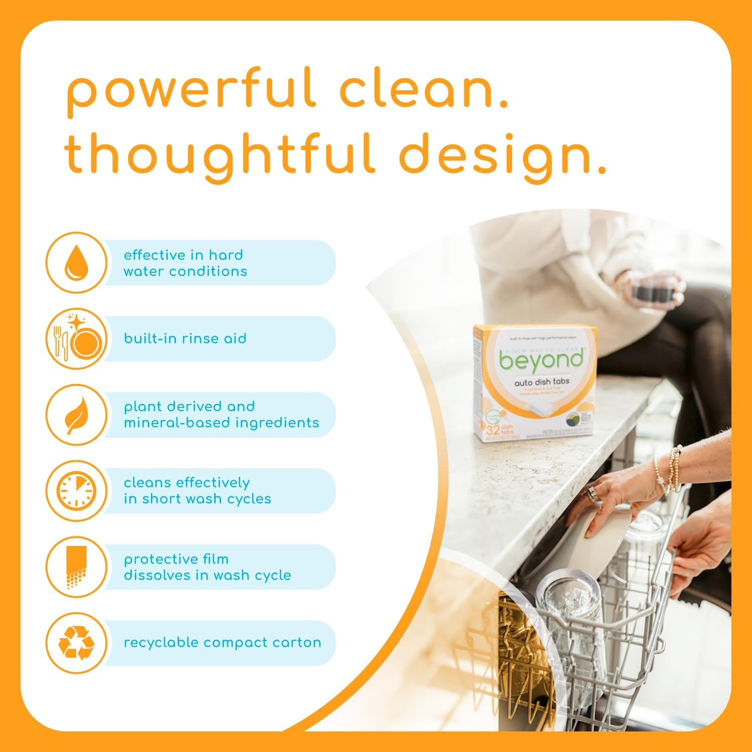 Auto Dishwasher Tablets [32 Tablets] – Fragrance & Dye Free – Certified Biobased