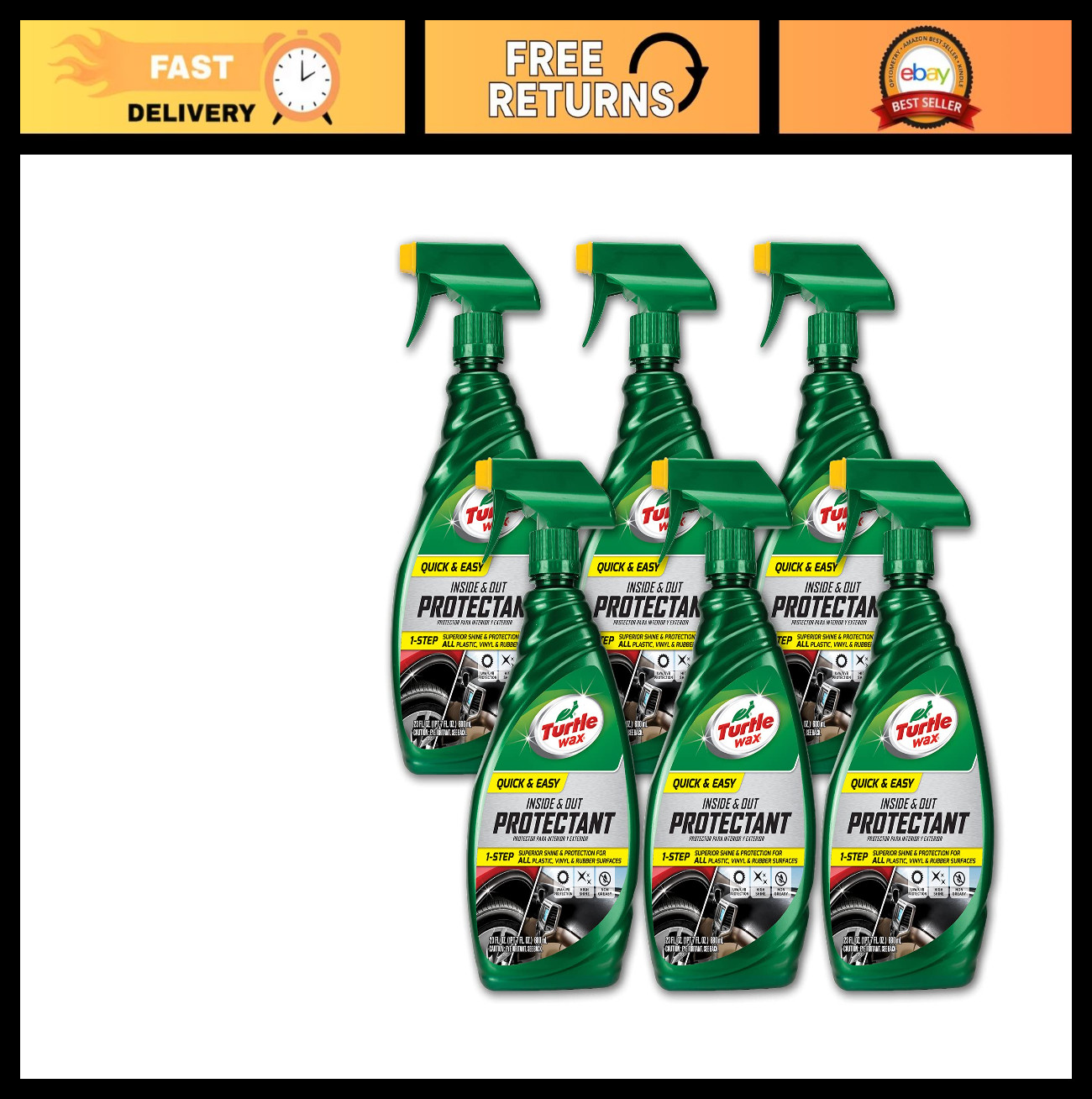 Quick & Easy Inside/Out Protectant – 23 oz, Pack of 6 – Car Interior & Exterior