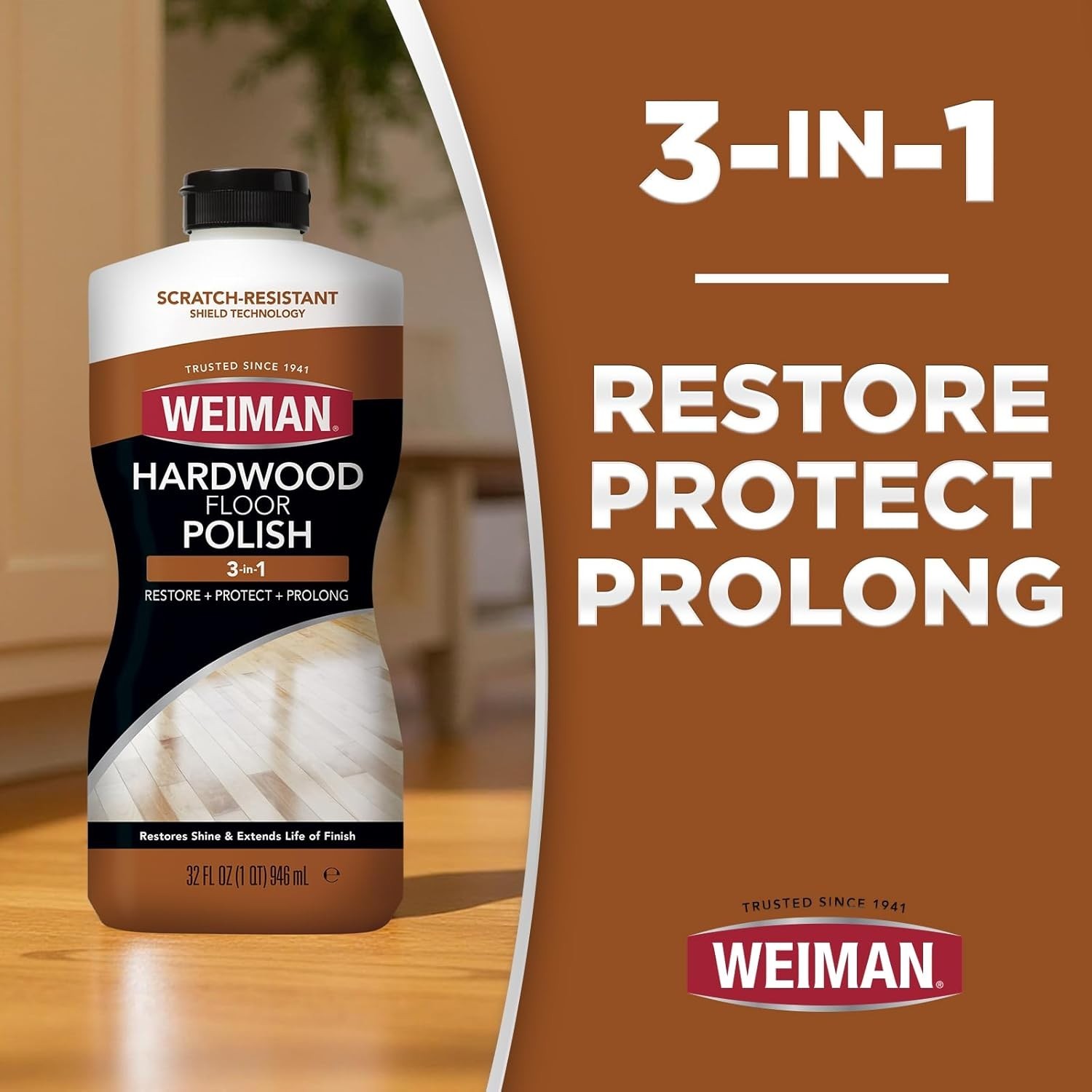 3PC Wood Floor Care Bundle – 32 Oz Restorer with Natural Shine & Scratch Repair