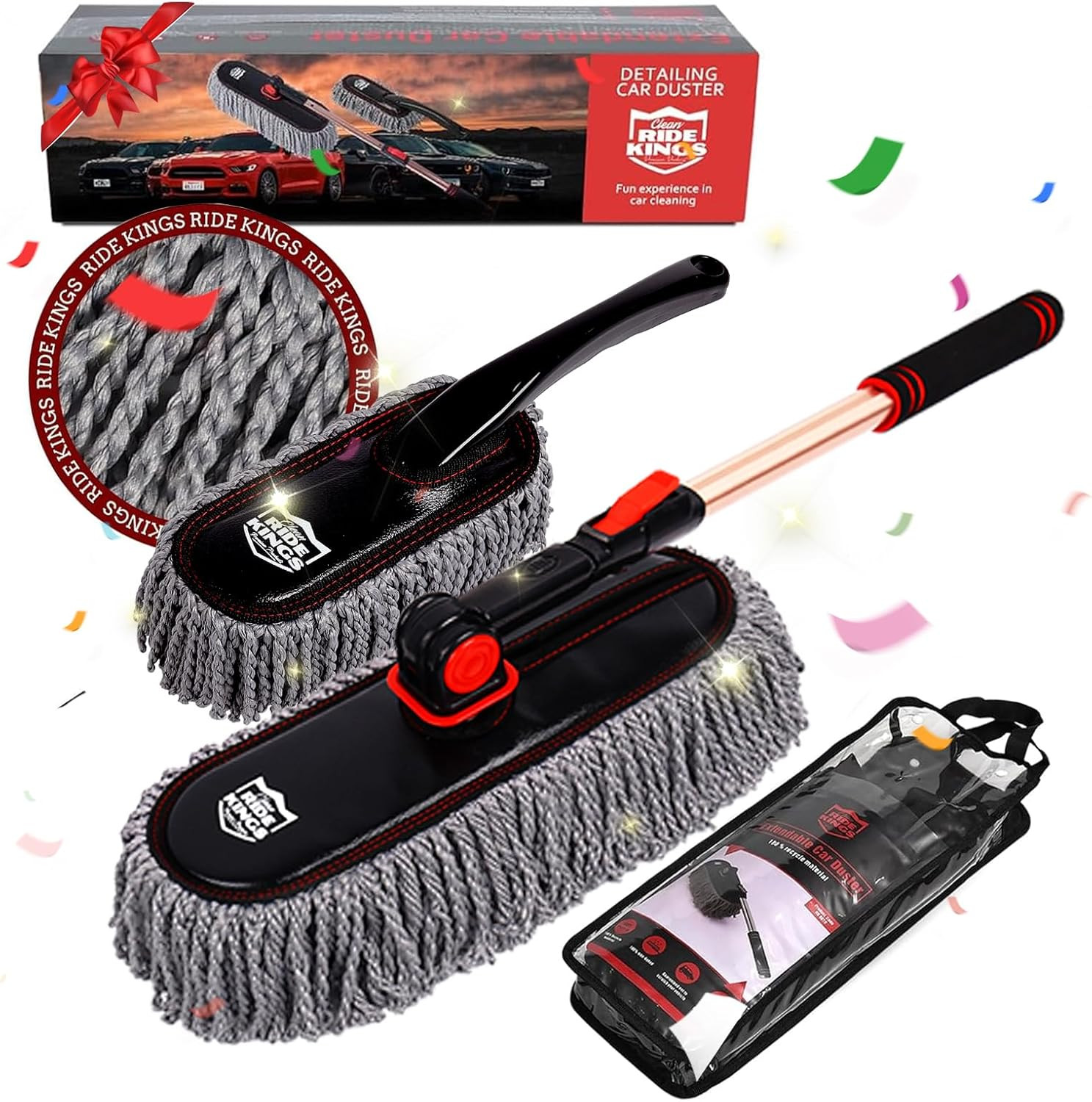 Car Duster Exterior with Extendable Handle, Scratch Free Auto Wash Brush Mop, In