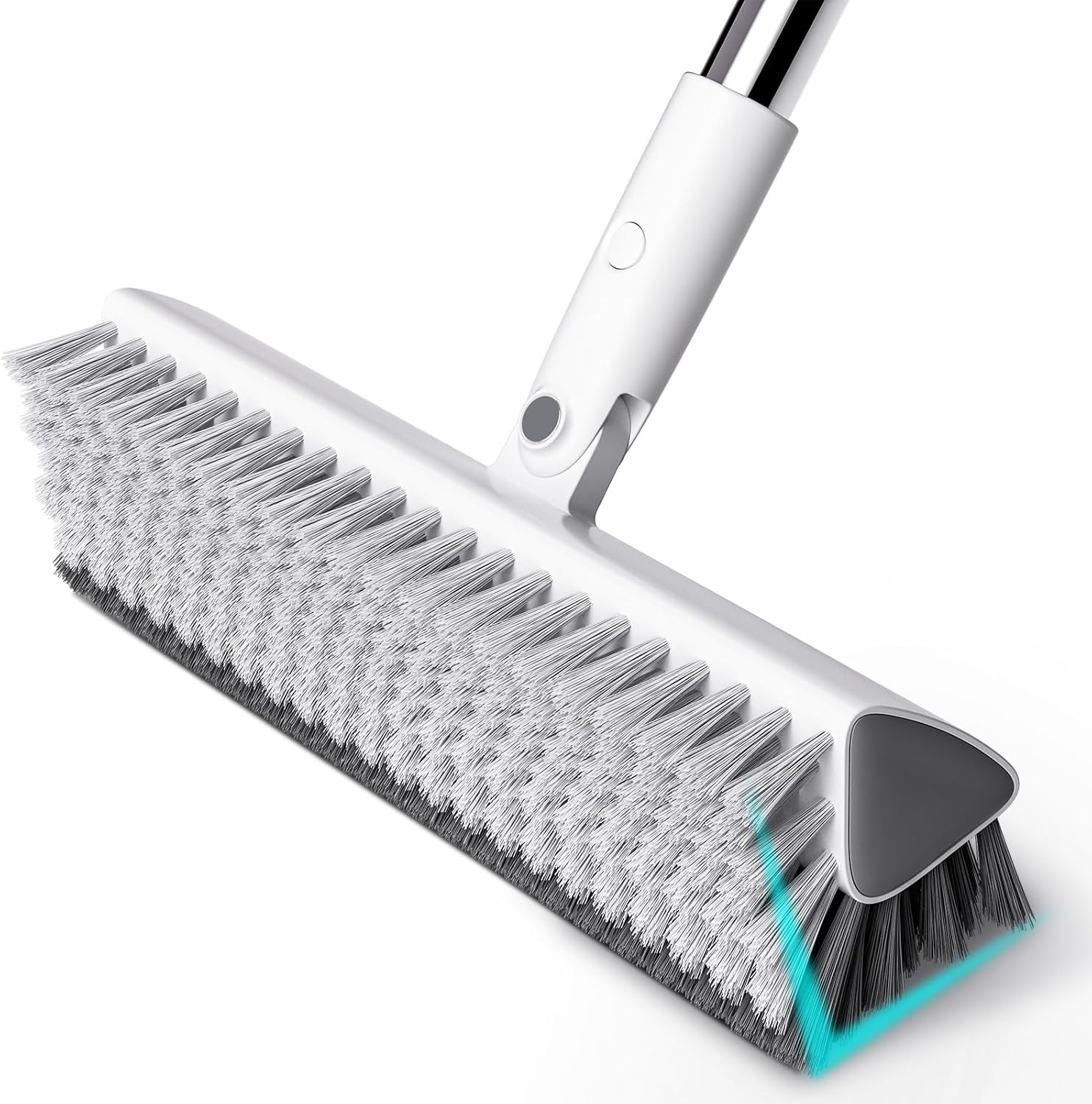 Floor Scrub Brush with Long Handle, Heavy-Duty Stiff Bristles, V-Shape Floor Scr