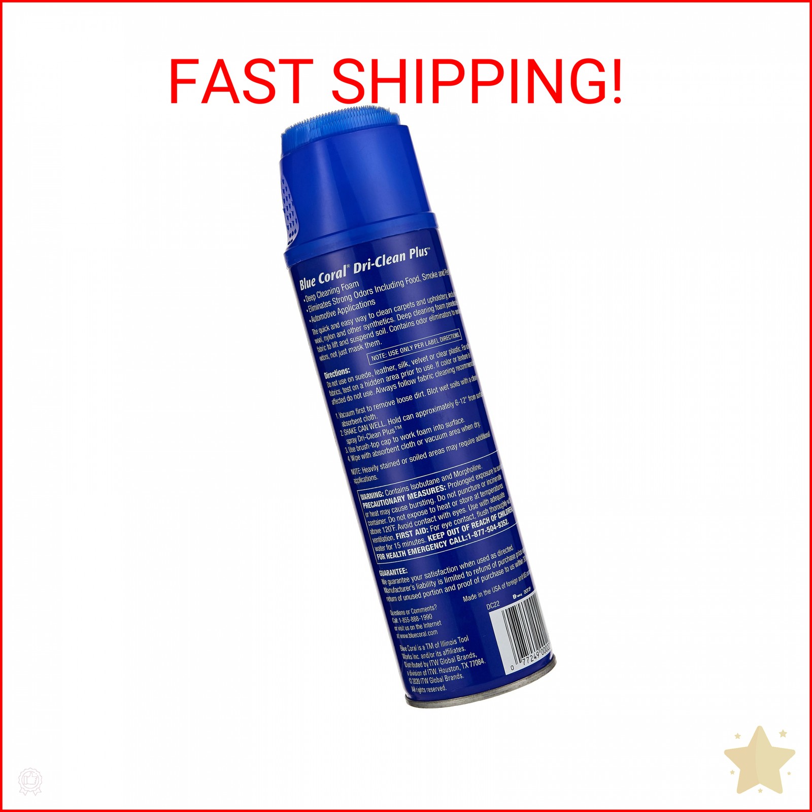 Blue Coral DC22 Upholstery Cleaner Dri-Clean Plus with Odor Eliminator, 22.8 oz.