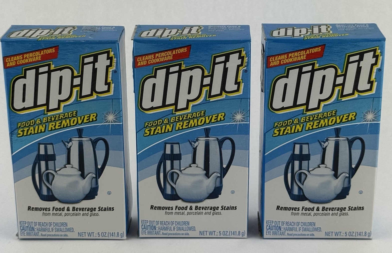 Lot Of 3 dip-it Food & Beverage Stain Remover Powder – 5 fl oz Hard Powder