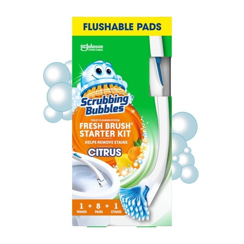 Toilet Cleaning System Flushable Pads Starter Kit 19 Inch Handle Deep Clean New