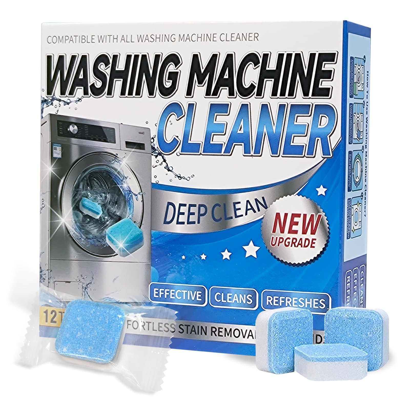 24 PCS Washing Machine Cleaner Tablet Deep Clean Descaler Top Front Load