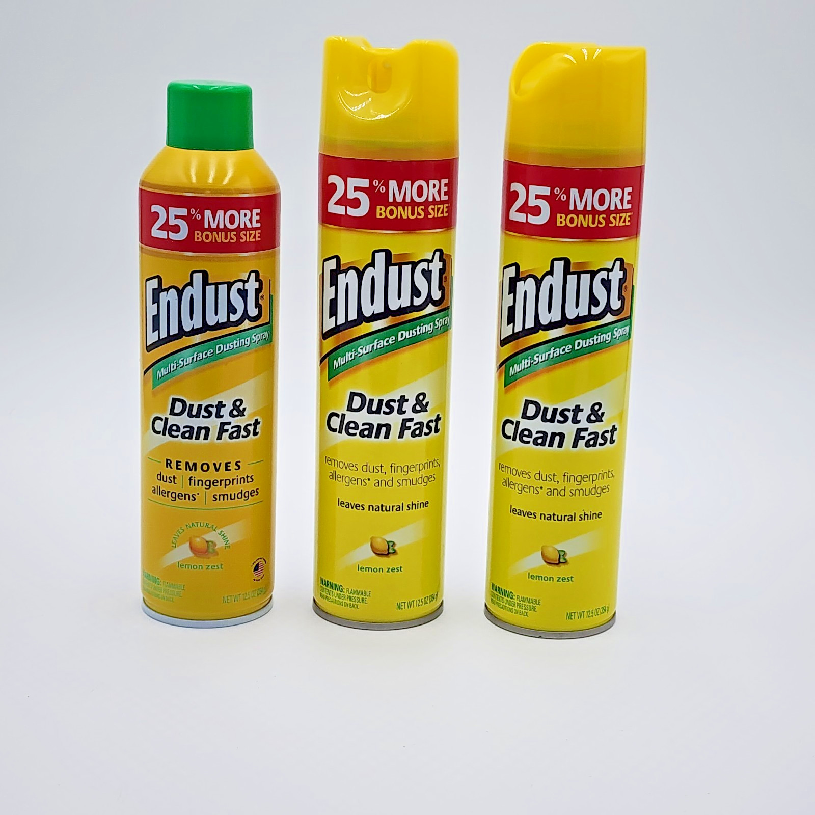 Endust Multi-Surface Dusting & Cleaning Spray Aerosol Lemon Zest 3 Cans 12.5 Oz
