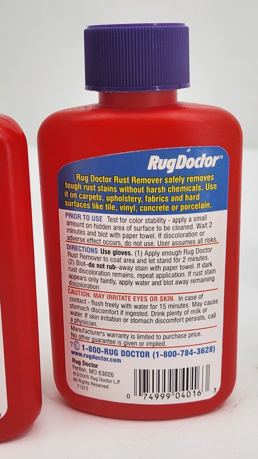 Lot of 4 Rug Doctor Spot Treatment Set Wax Red Rust Gum Remover Small Bottles