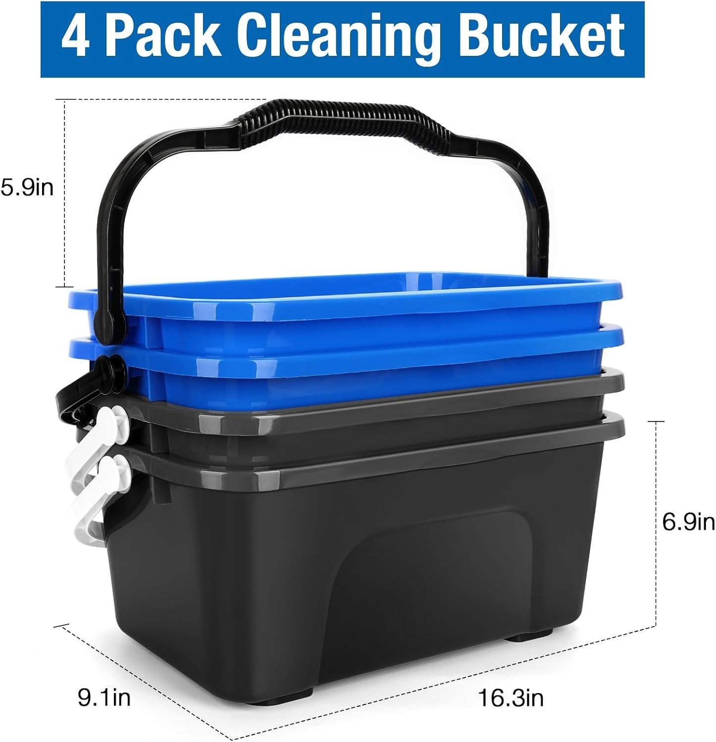 Compact 3 Gallon Plastic Cleaning Bucket with Ergonomic Handle – Blue & Grey