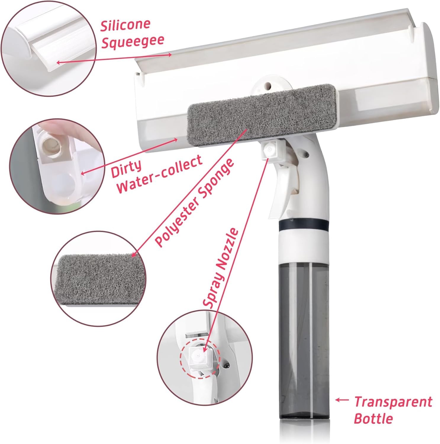 3in1 Squeegee For Shower Mirror Window Door Home Office House Cleaner Car Glass