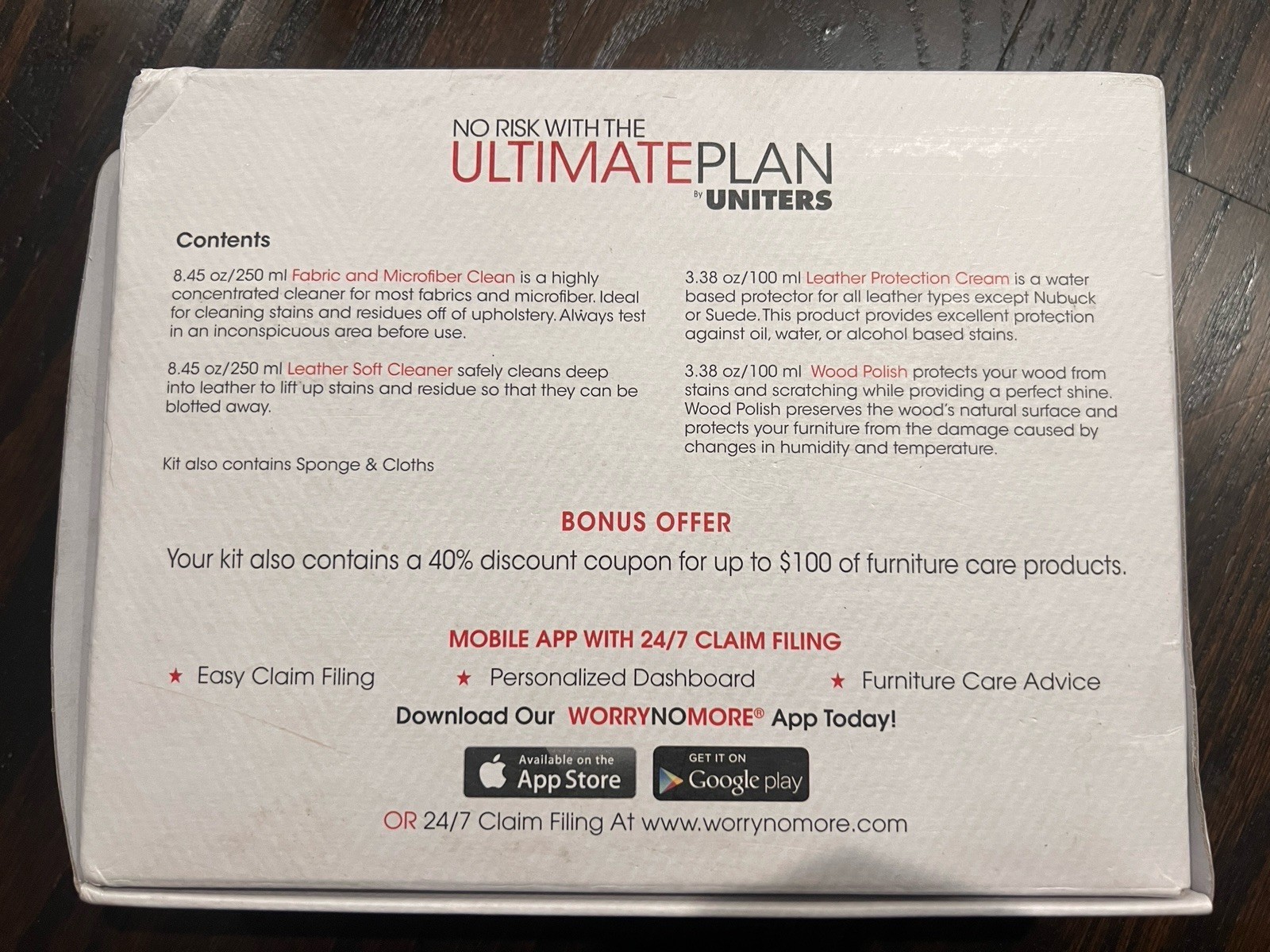 No Risk Ultimate Plan Uniters Furniture Cleaning Kit (Fabric, Leather, & Wood)
