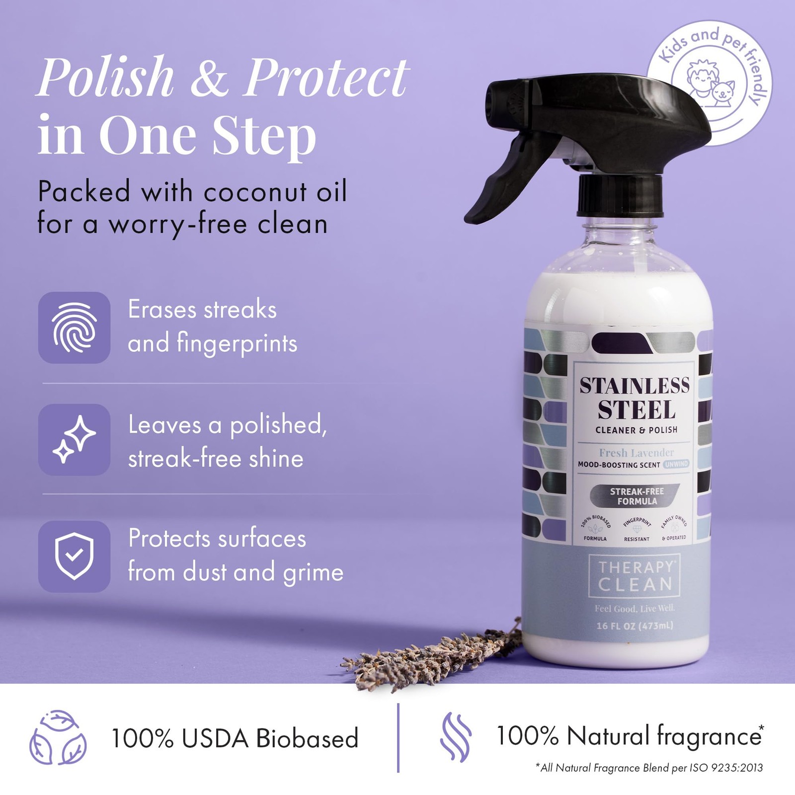 Stainless Steel Cleaner and Polish 100% USDA Biobased, Fingerprint and Residu…