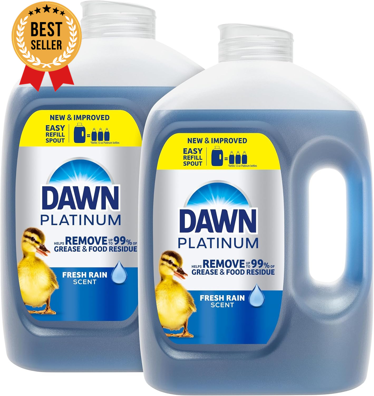 Platinum Dish Soap Refill Fresh Rain Scent 51.5oz 2 Pack Liquid Detergent
