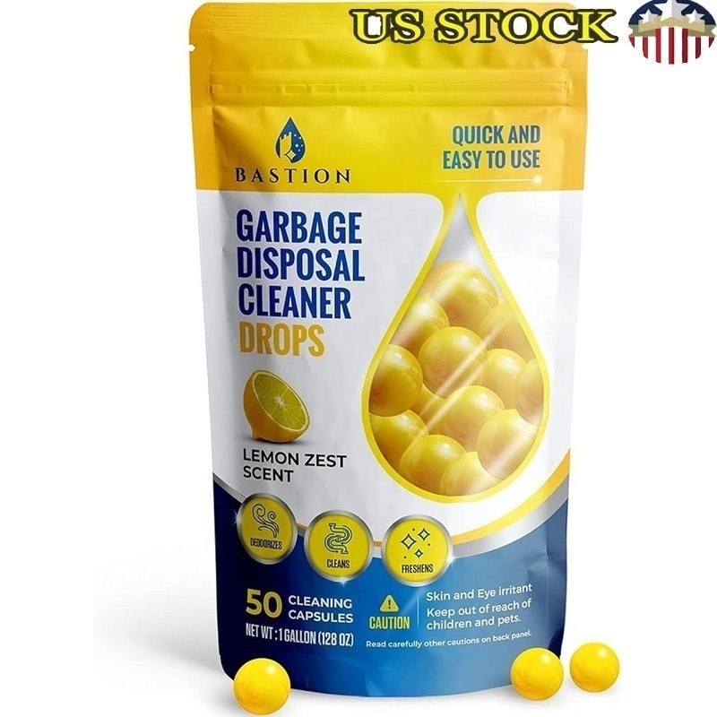 Garbage Disposal Drops 50 Pack Lemon Scented Eco Friendly Cleaning Capsules New