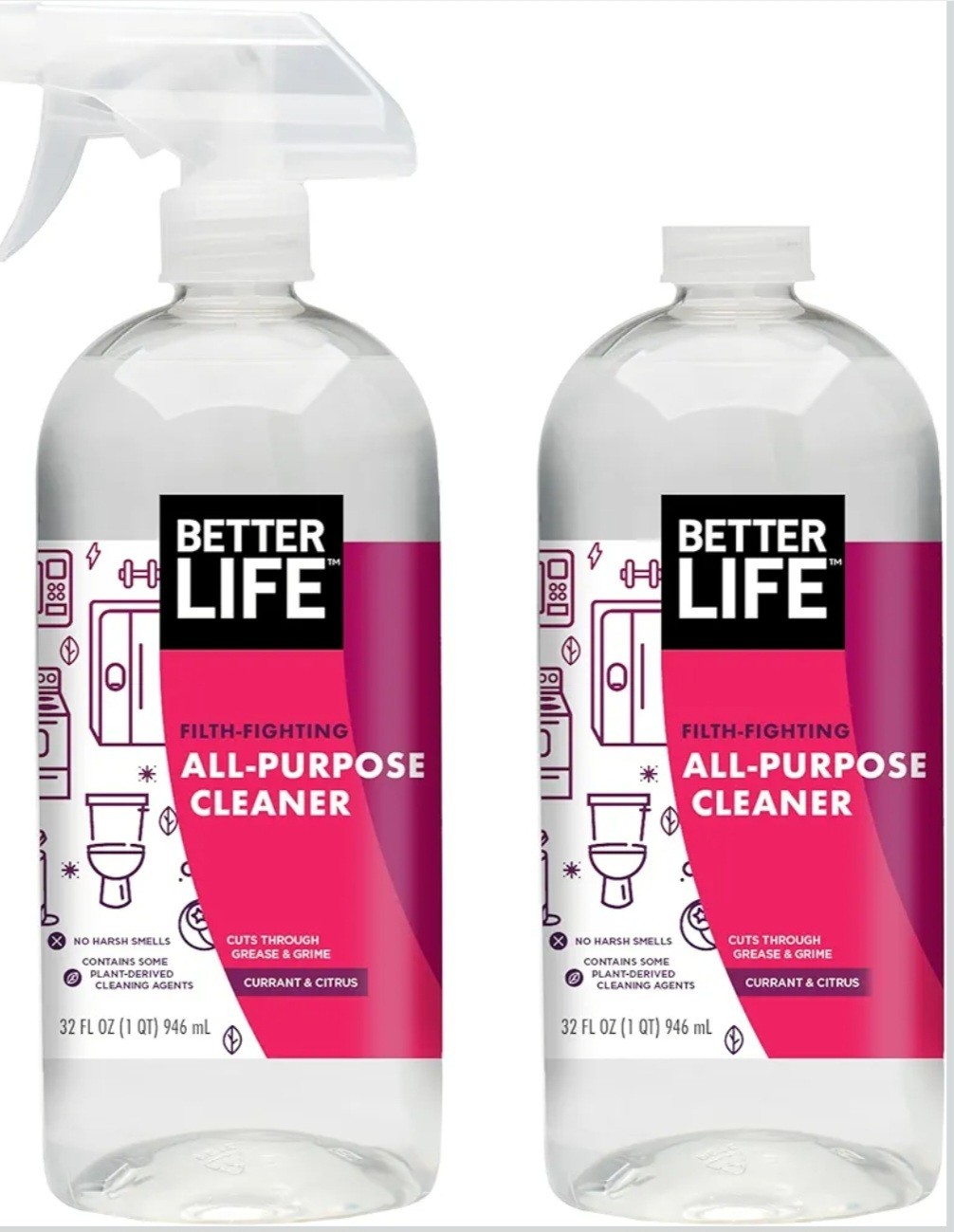 Better Life All-Purpose Cleaner Spray Lot of 2 32oz Bottles Currant & Citrus