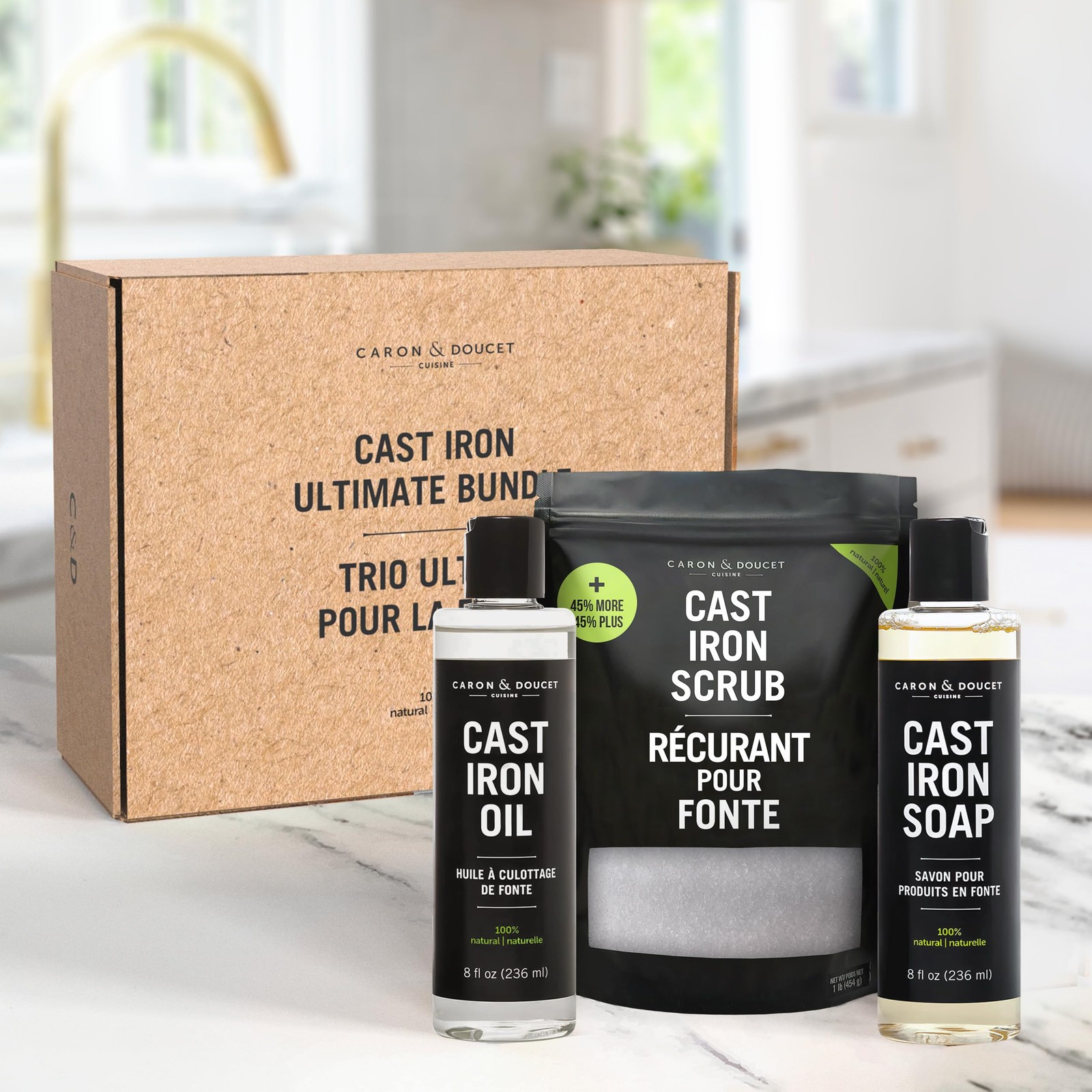 – New Ultimate Cast Iron Set: Seasoning Oil, Cleaning Soap & Restoring Scrub …