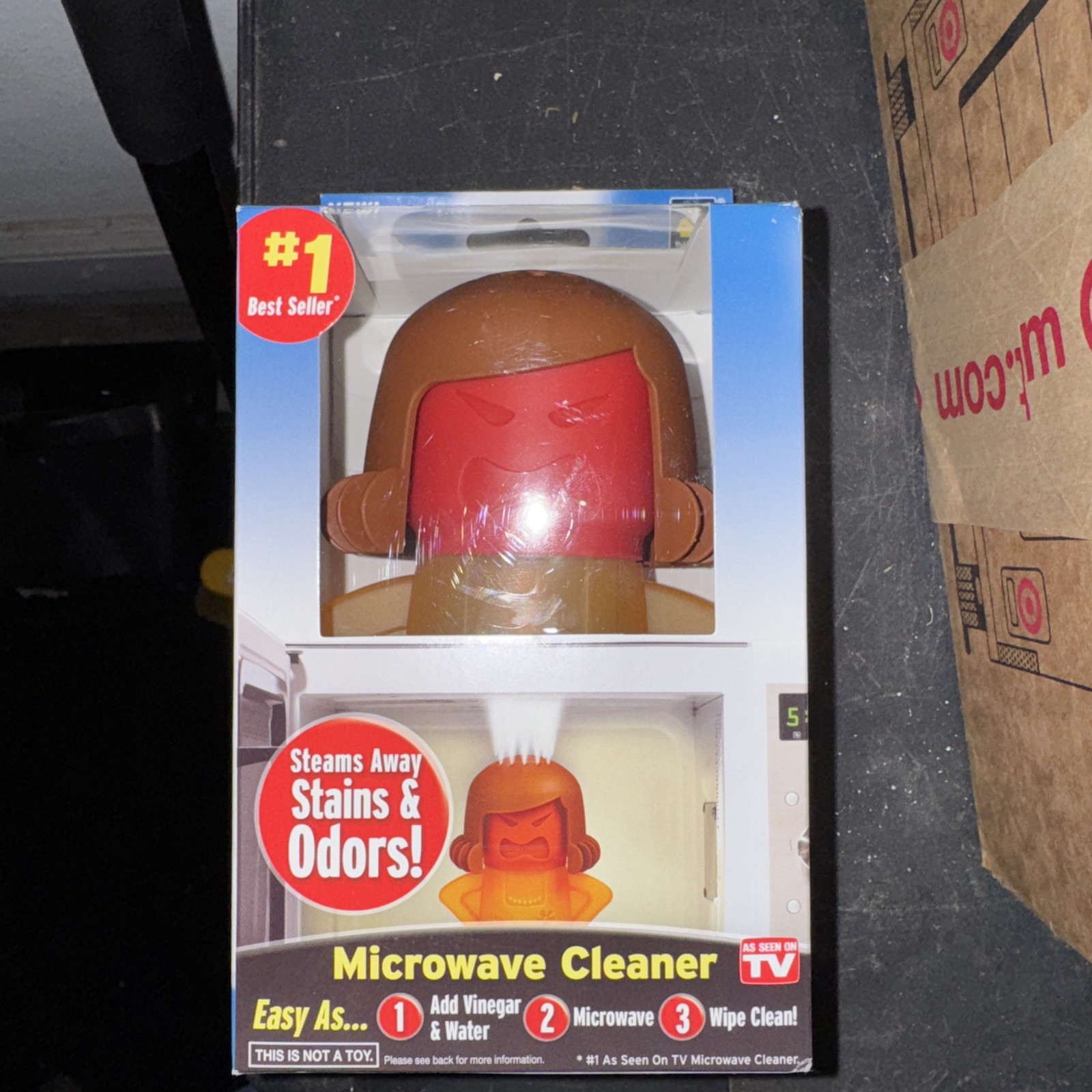 Angry Mama Microwave Cleaner Dishwasher Safe Steams Away Stains Odors Red/Yellow