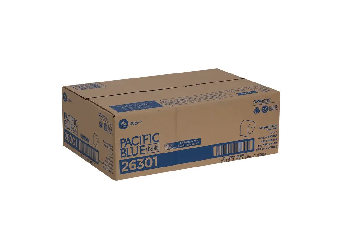 Pacific Blue Basic Roll Paper Towel 7.8X7.875 IN 800 FT 1PLY Kraft Standard Roll