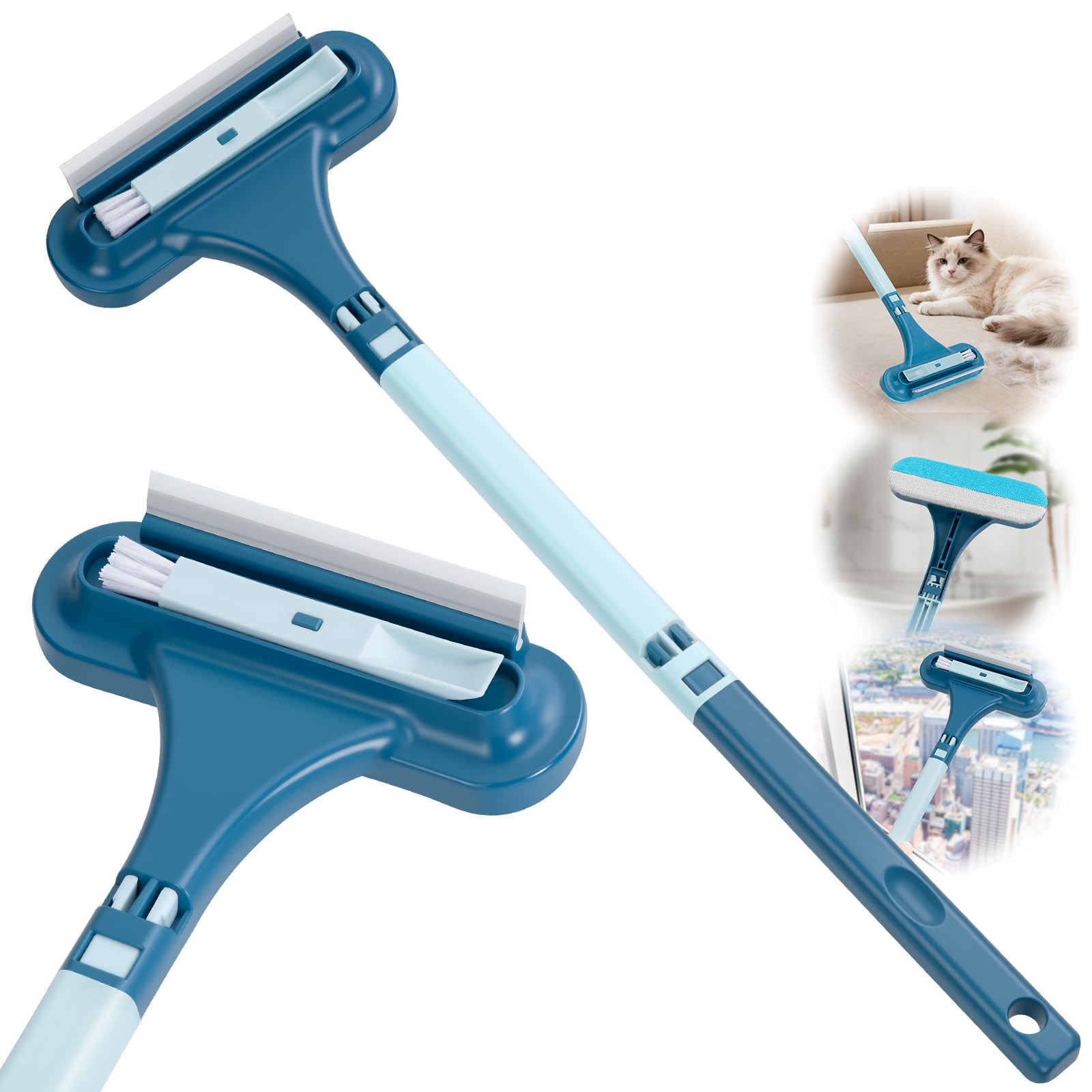 2-in-1 Screen Cleaning Brush with Squeegee – Window Mesh Cleaner & Pet Hair f…