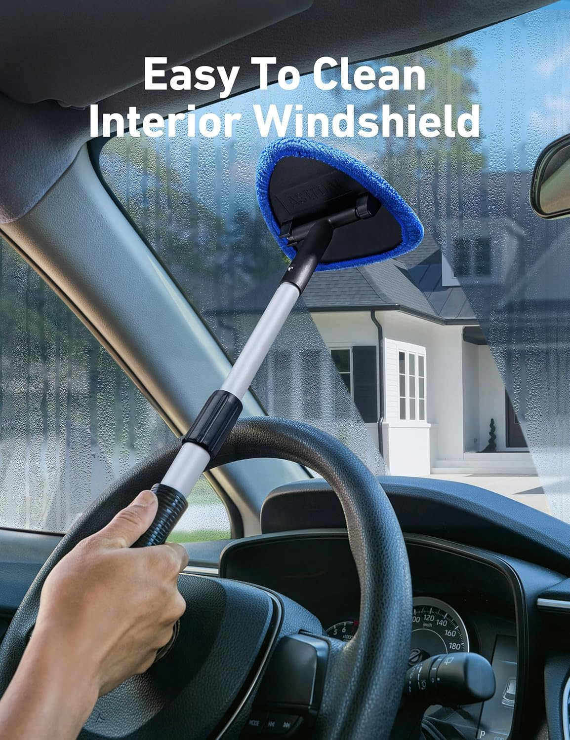 21″ Extendable Windshield Cleaner Tool with 4 Microfiber Pads Glass Cleaning Kit