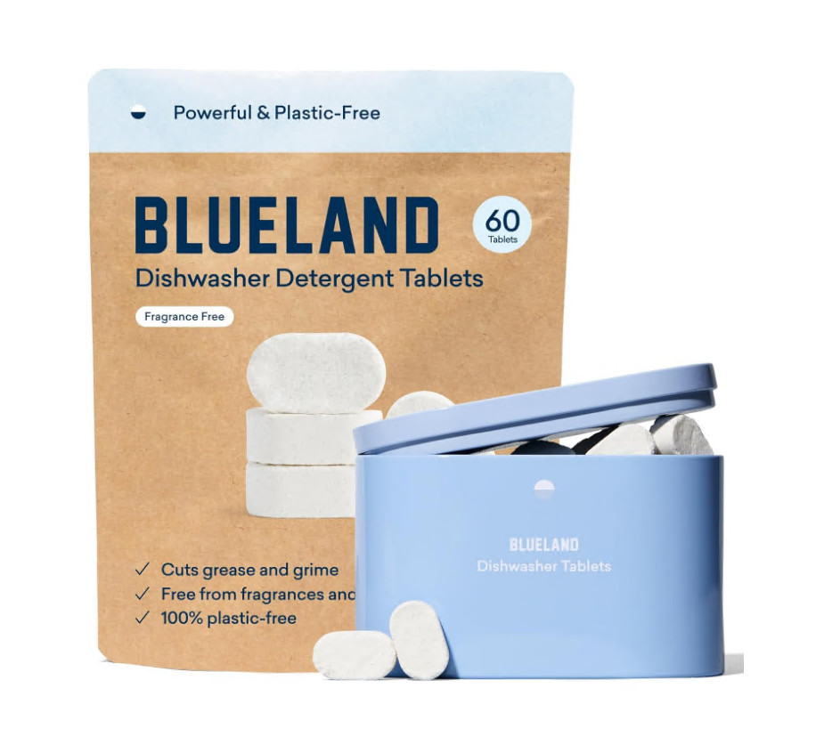 Blueland Dishwasher Detergent Starter Set Fragrance Free 60 Tabs + Tin