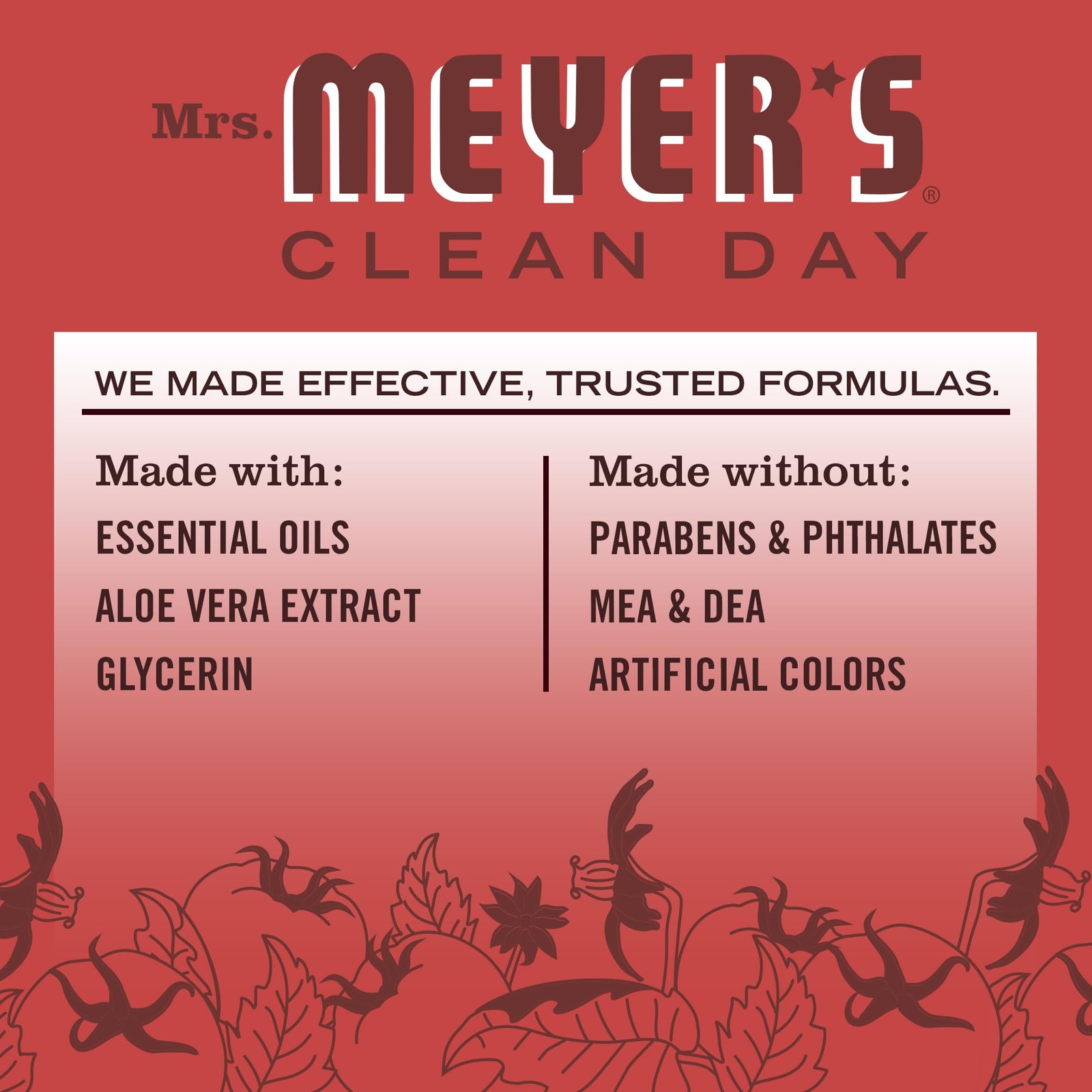 Mrs. MEYER’S CLEAN DAY Liquid Dish Soap Tomato Vine Scent 16oz Bottle