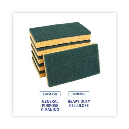 Boardwalk BWK174 Medium-Duty Scrubbing Sponge, Y/G 0.75″ Thick, 3.6×6.1 , 20/CT