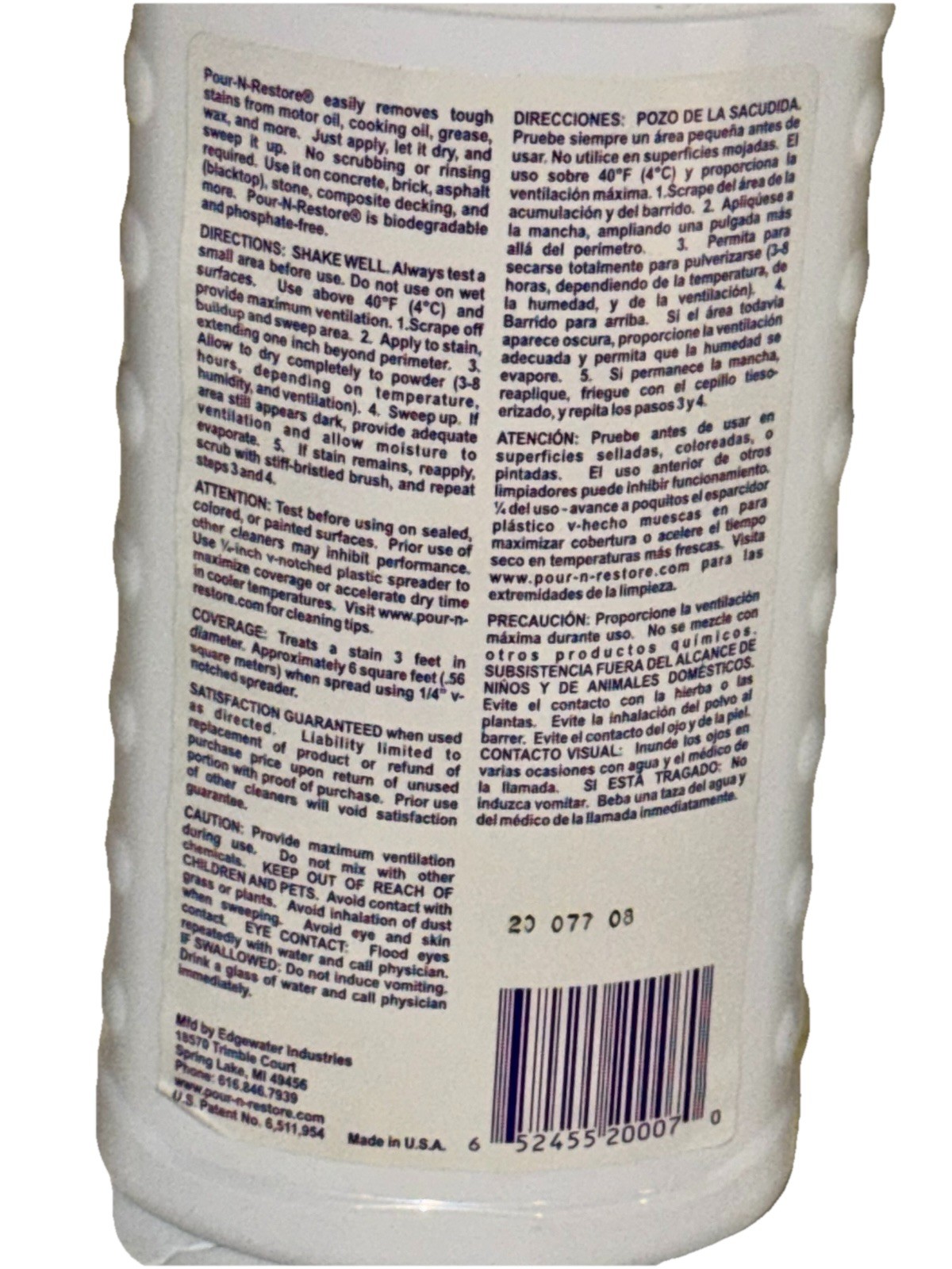 Pour-N-Restore Oil Stain Remover 32oz -Concrete & Driveway Cleaner -Rare Formula