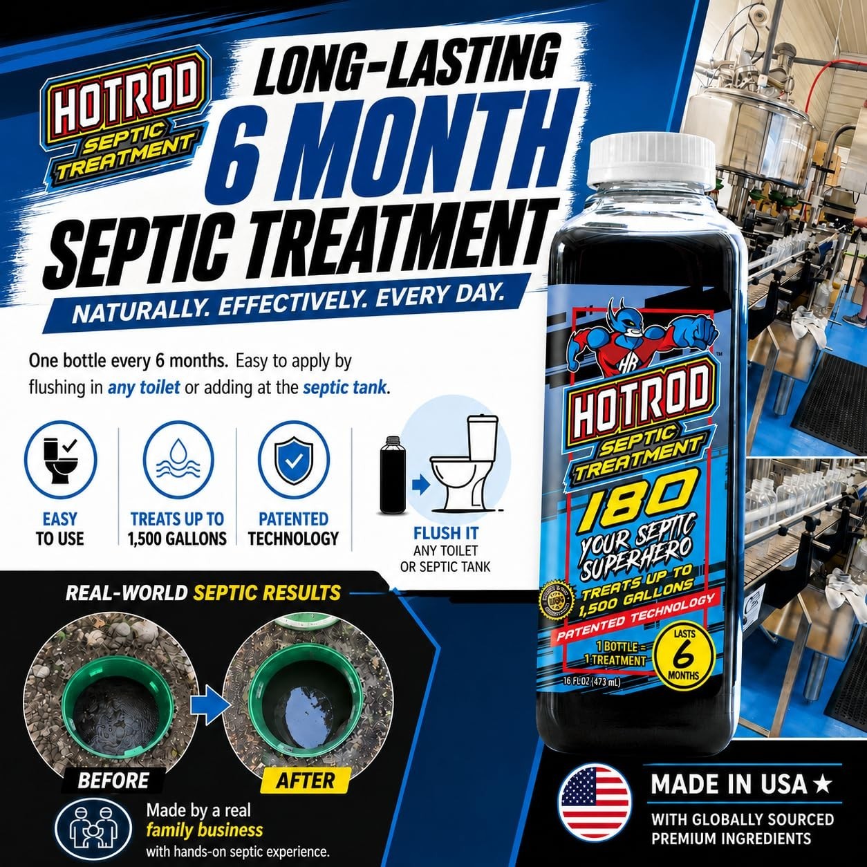 Septic Tank Treatment – 6 Month Supply – Industrial Grade, Easy to Use, Safe on