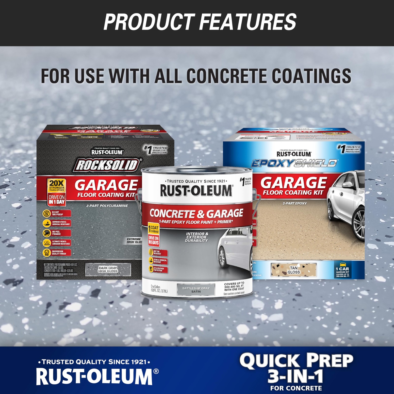 Rust Oleum Quick Prep 3 In 1 Concrete Cleaner Degreaser Etcher 128 Fl Oz
