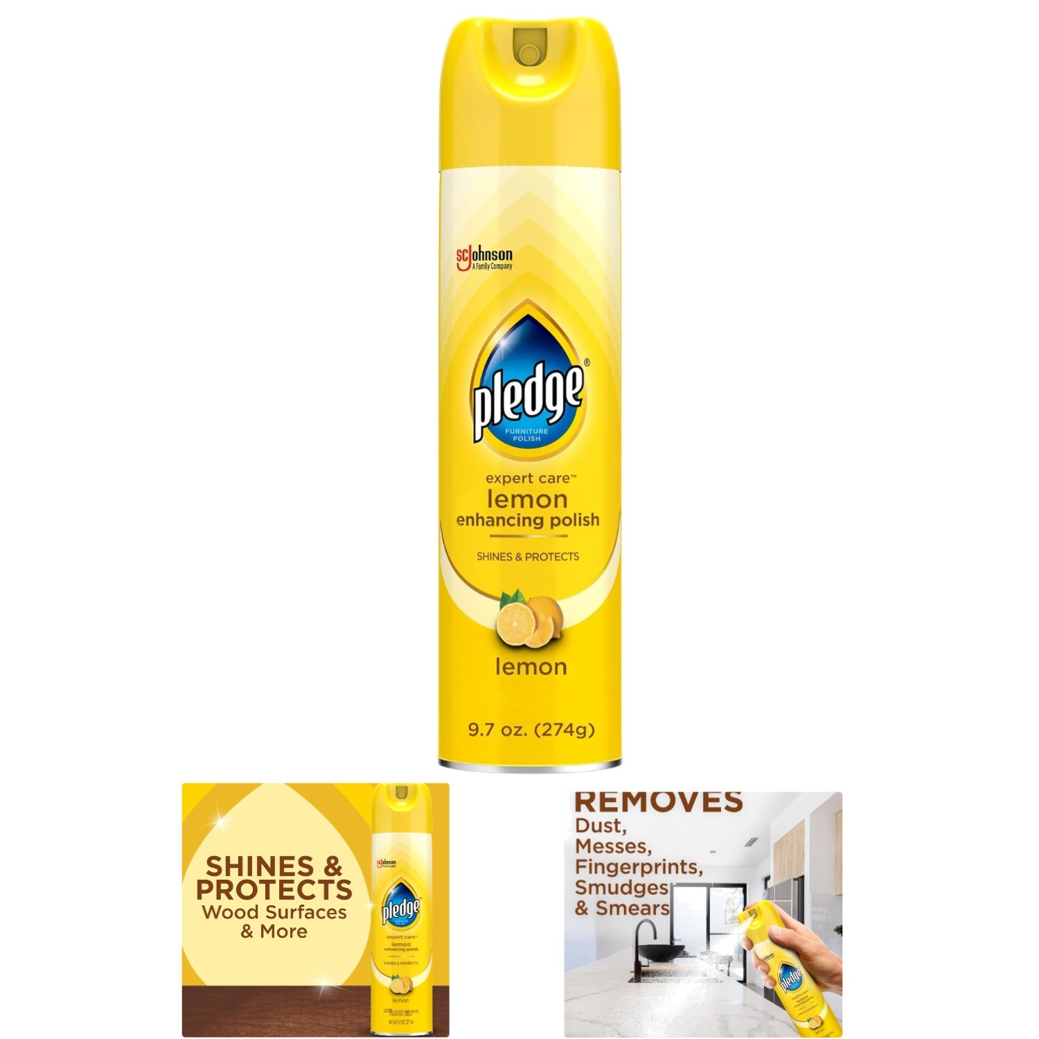 Pledge 9.7oz Enhancing Polish – Fast Shine & Protect for Wood, Leather & Steel