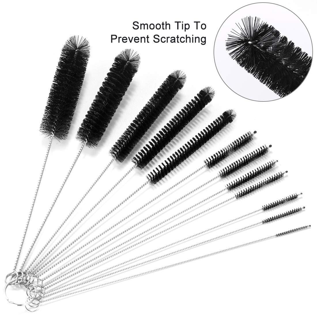9.5 Inches Long Straw Cleaner Brush Set, 12 Pack Straw Pipe Cleaner Brush Set,