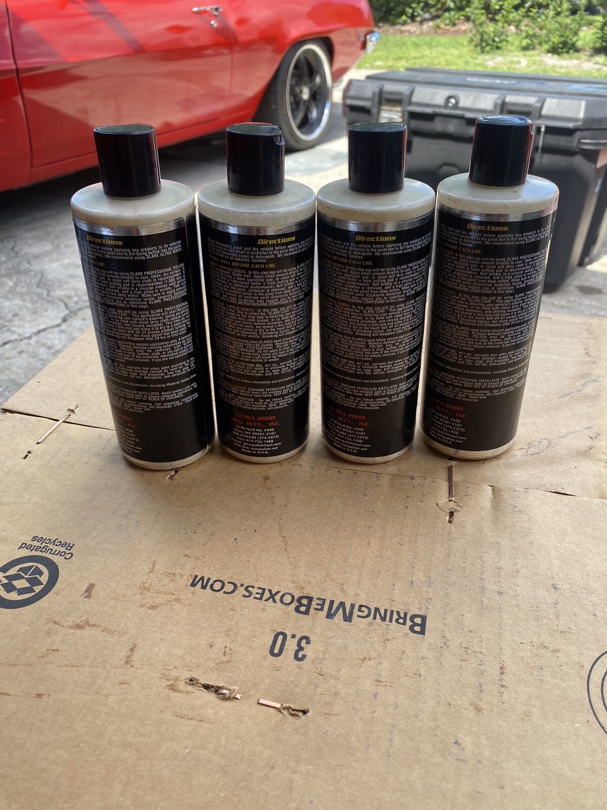 GLARE Ultra 2000 PROFESSIONAL AUTO CAR PAINT POLISH WAX 12OZ 4 BOTTLE LOT NEW!